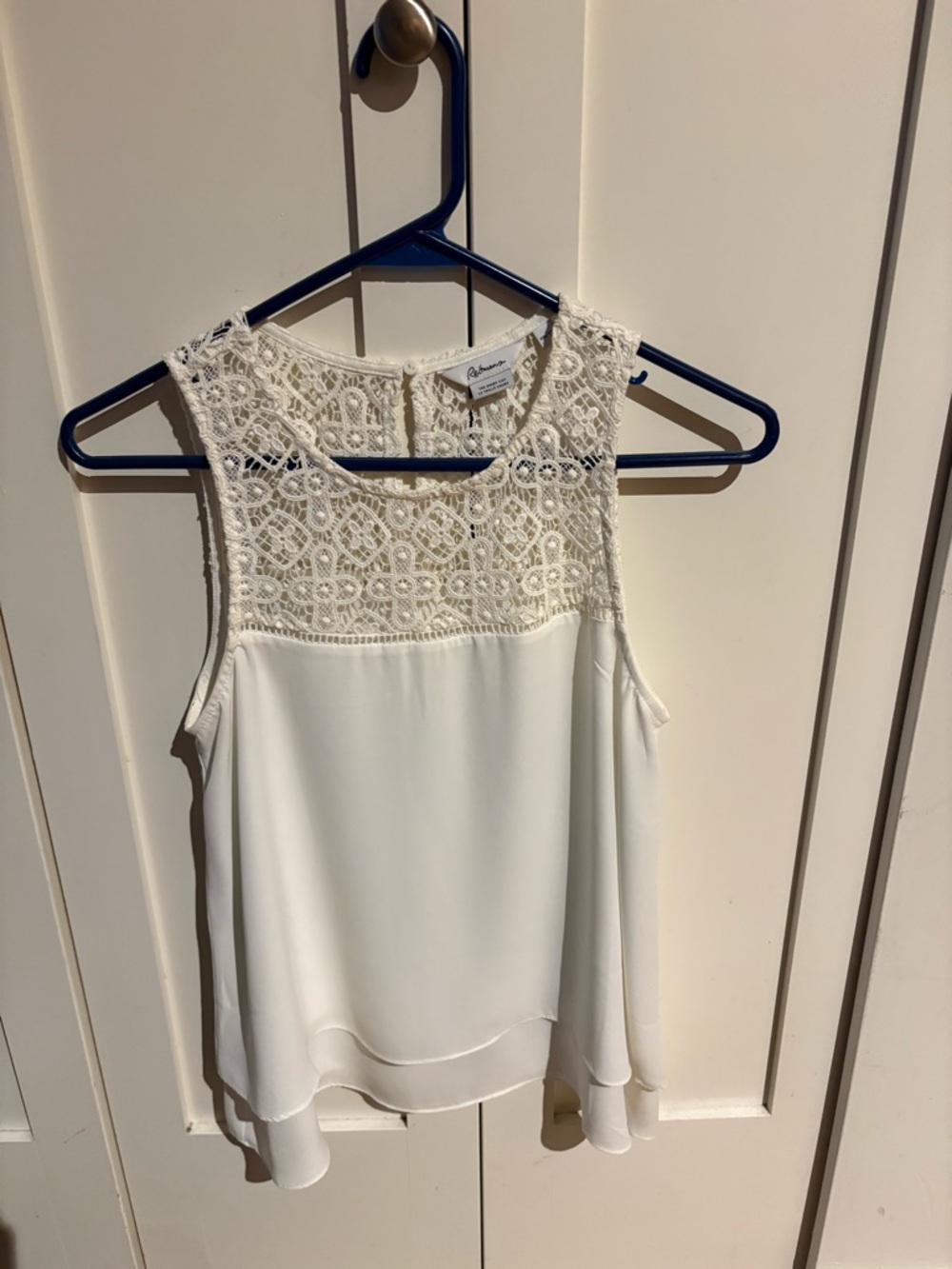 Cream Crochet Yoke Sleeveless top